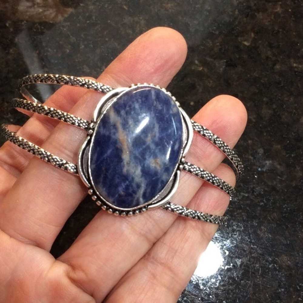 Genuine Large Oval sodalite Gemstone Sterling sil… - image 5