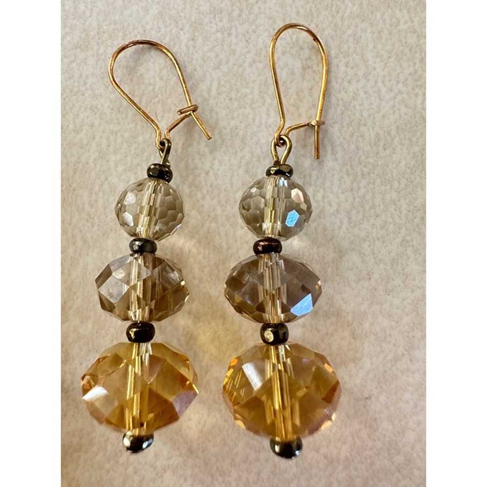 Art Deco gray amber faceted iridescent Czech glas… - image 2