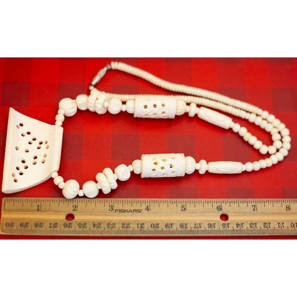 30 inch, Vintage Intricate Carved White Plastic B… - image 3