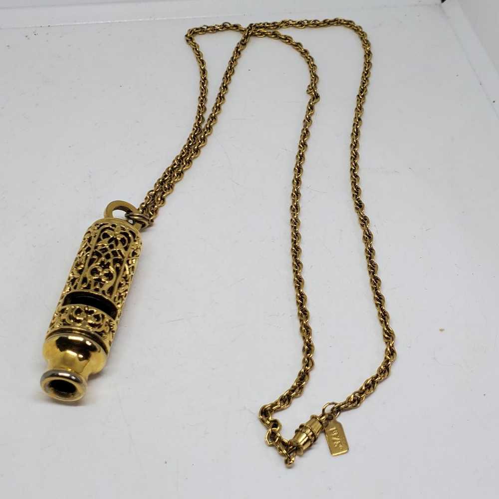 1928 whistle goldtone necklace - image 4