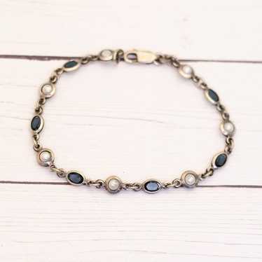 7 inch, Vintage White and Black Sterling Silver B… - image 1