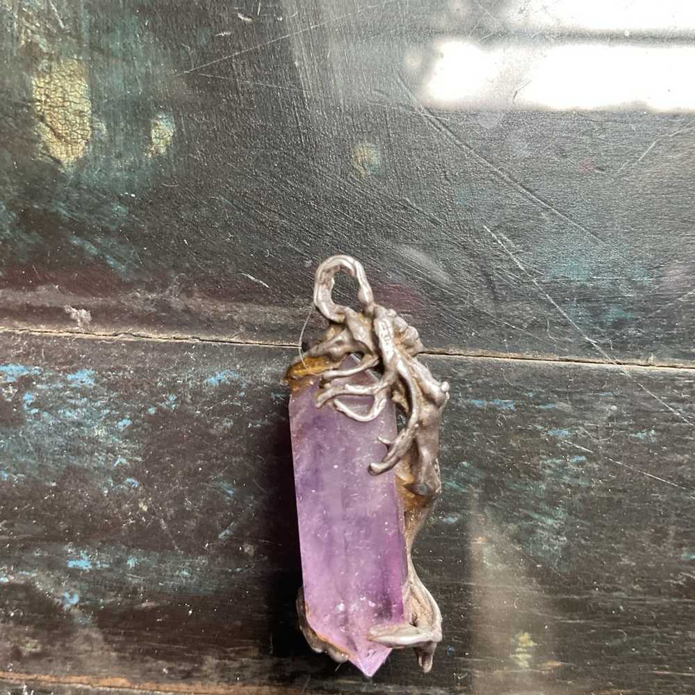 Amethyst and sterling silver mermaid pendant vint… - image 2