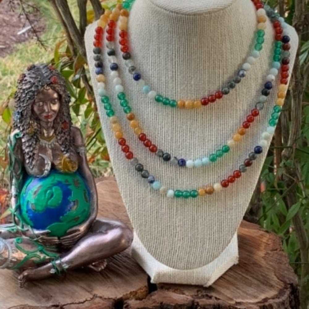 Three strand semi precious stone necklace - image 1