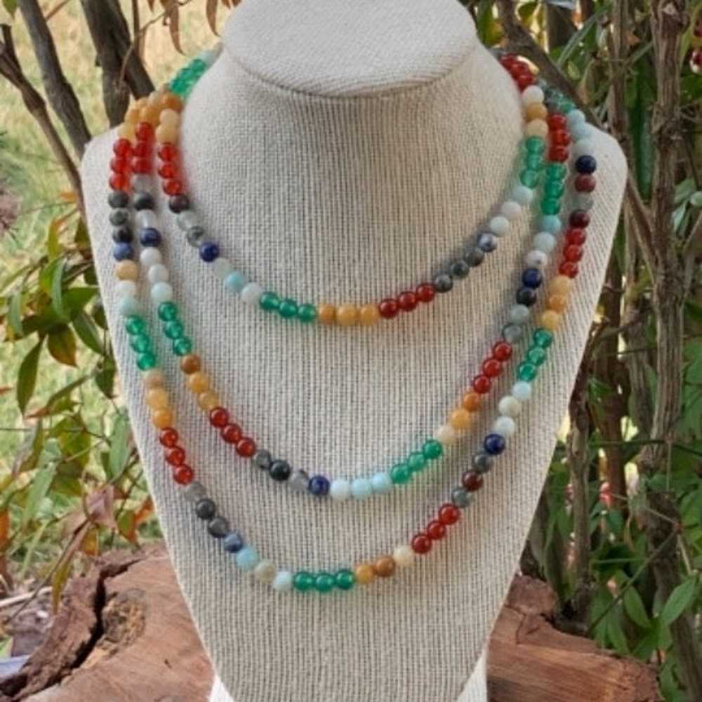 Three strand semi precious stone necklace - image 3