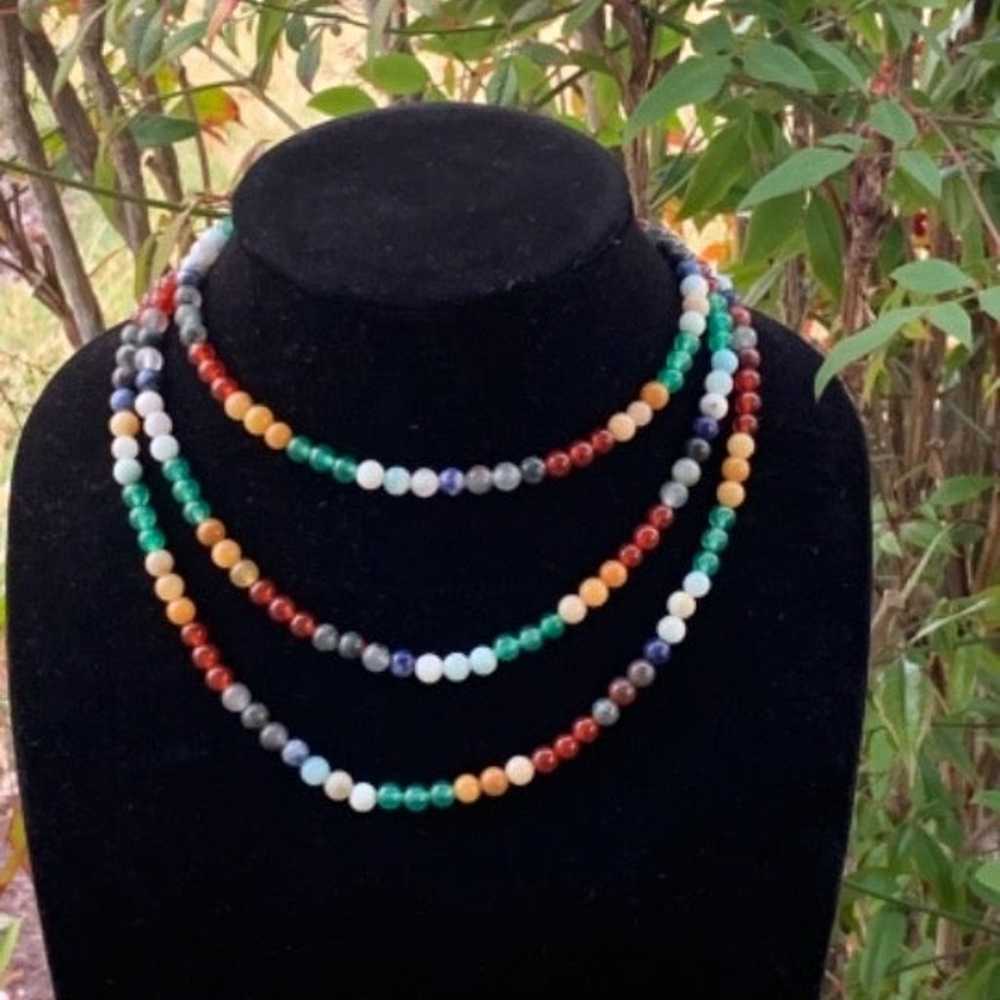 Three strand semi precious stone necklace - image 4