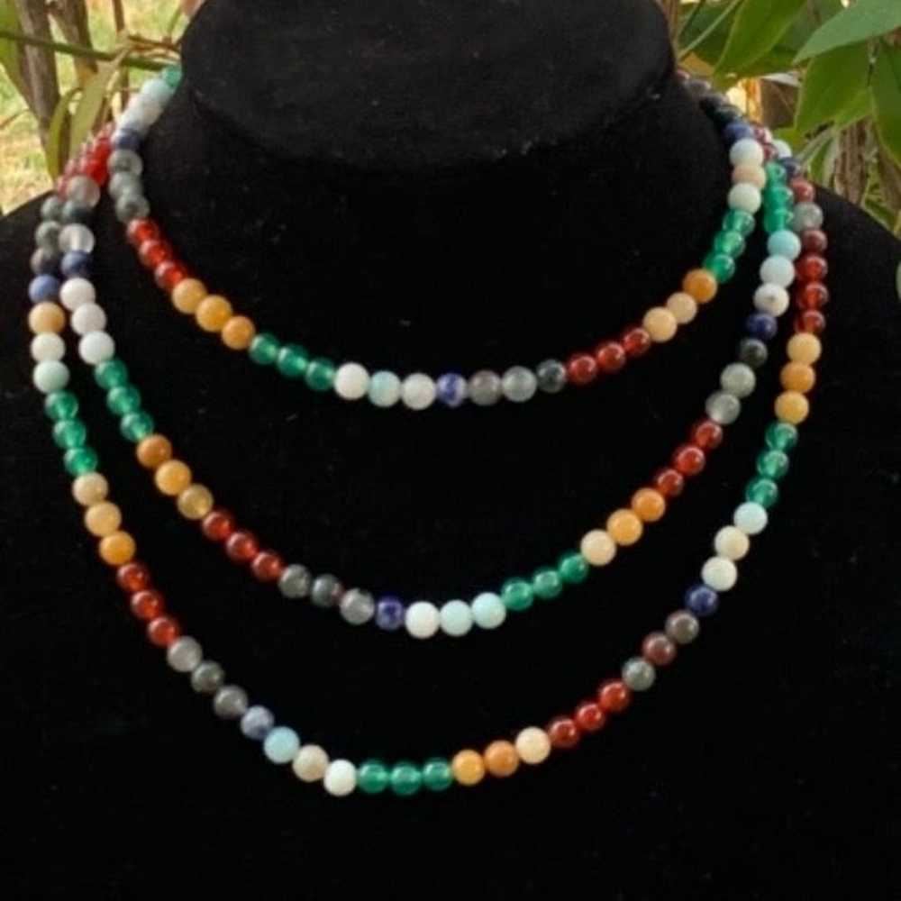 Three strand semi precious stone necklace - image 5