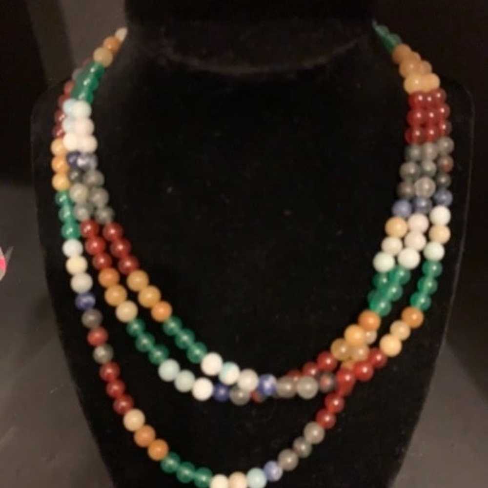 Three strand semi precious stone necklace - image 6