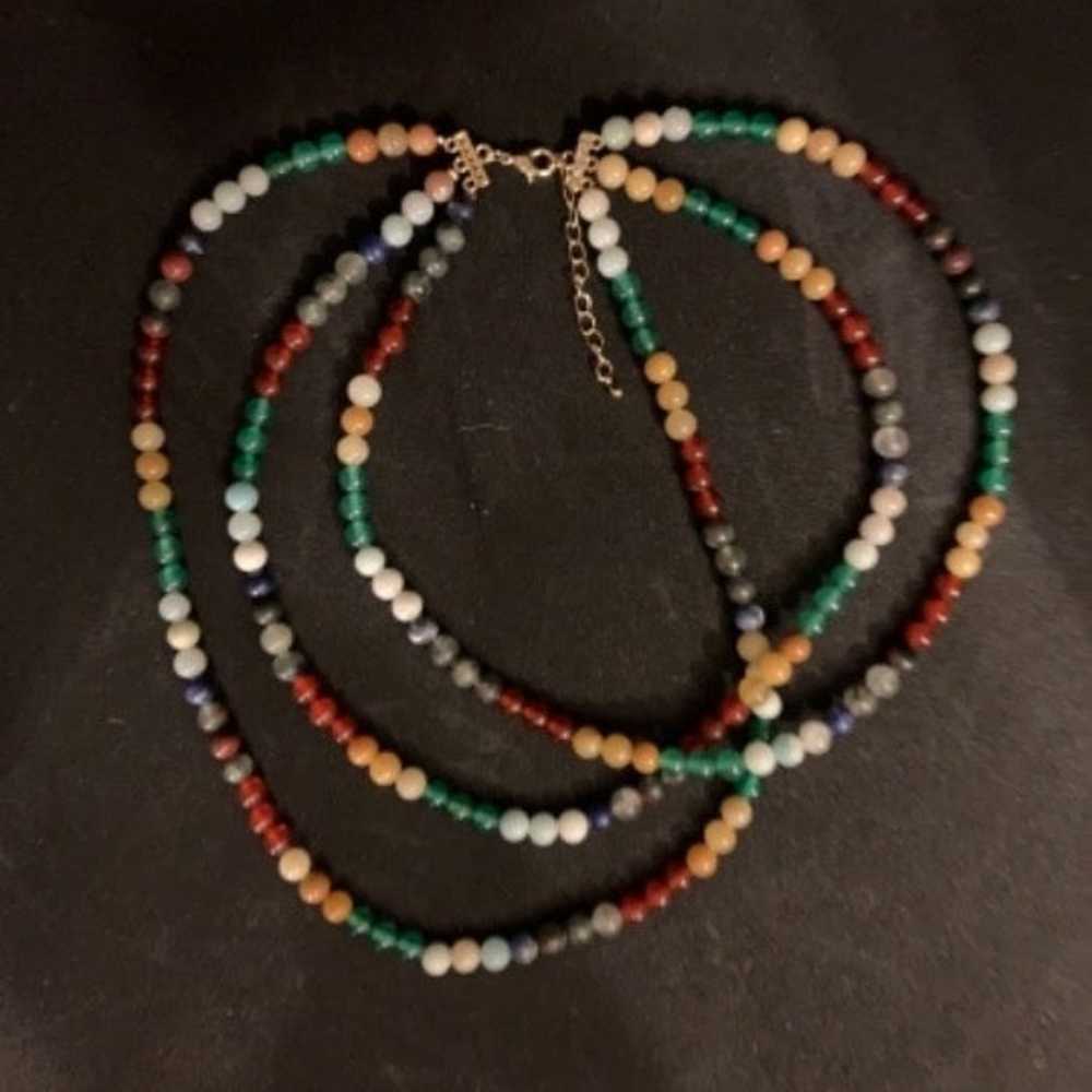 Three strand semi precious stone necklace - image 8