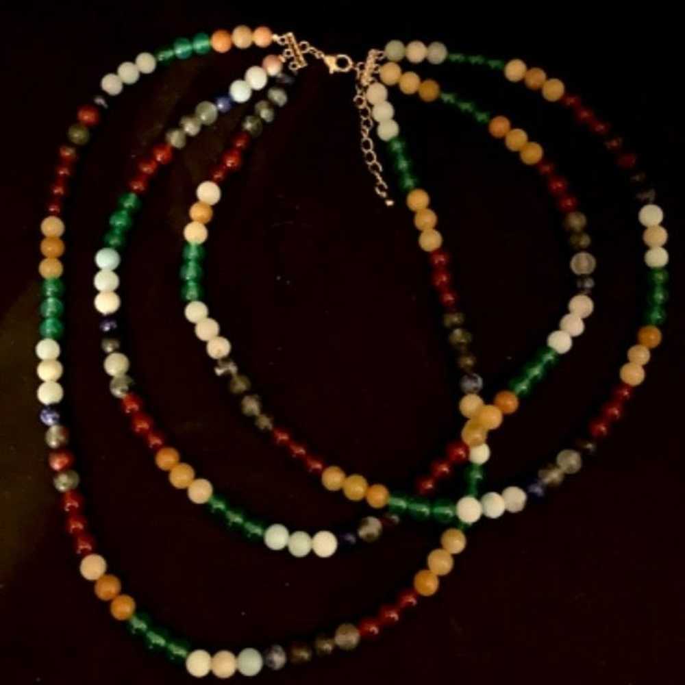 Three strand semi precious stone necklace - image 9