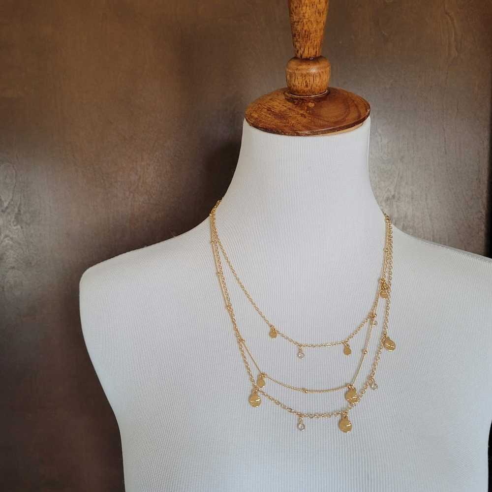 Crystal Detailed Triple Layered Chain Necklace - image 1