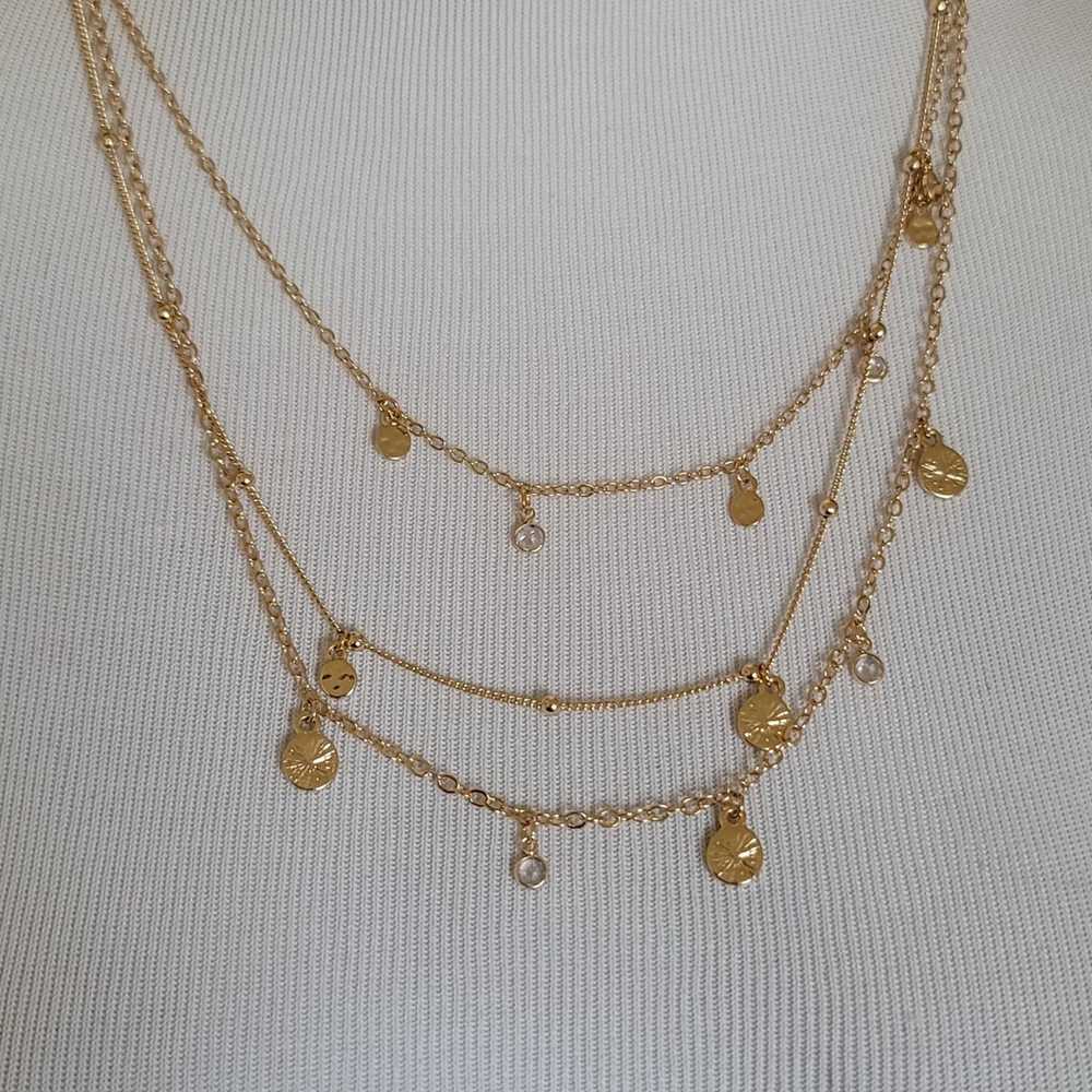 Crystal Detailed Triple Layered Chain Necklace - image 3