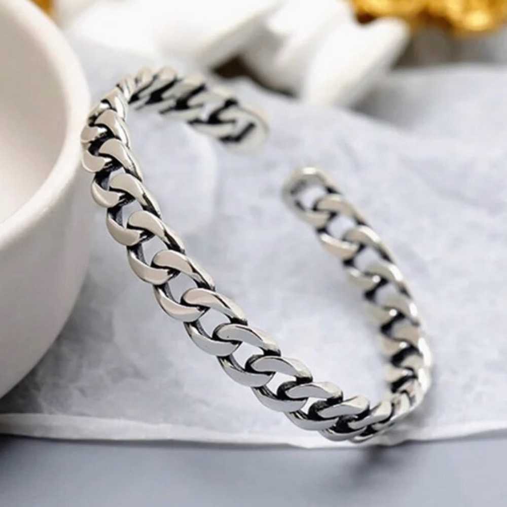 S925 Cuban link cuff bangle - image 1