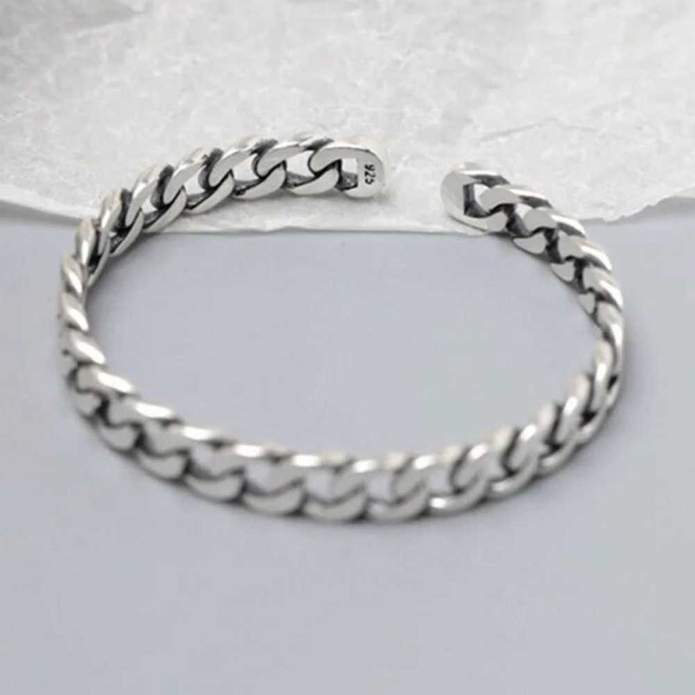 S925 Cuban link cuff bangle - image 4