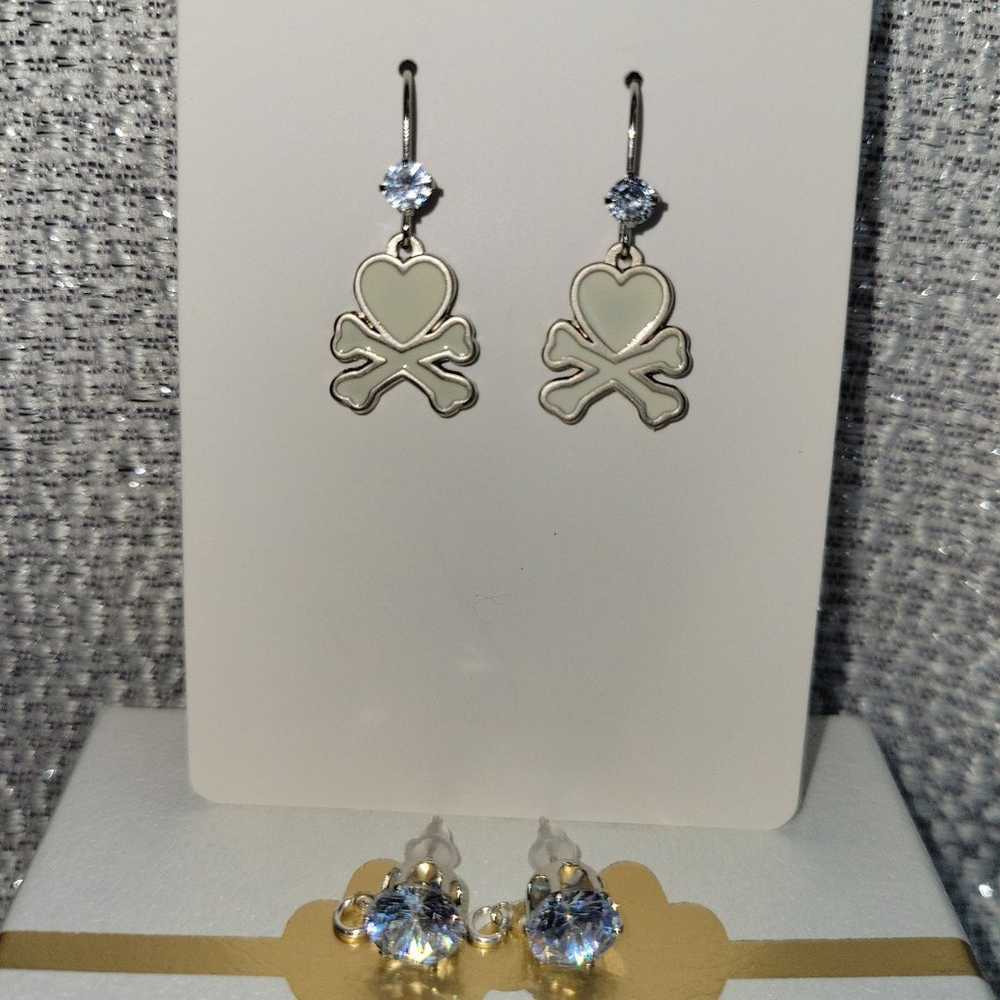 Tokidoki Rhinestone Logo Dangle Earrings - image 5