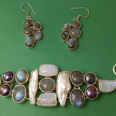 Labradorite and Pearl Jewelry Set - image 1