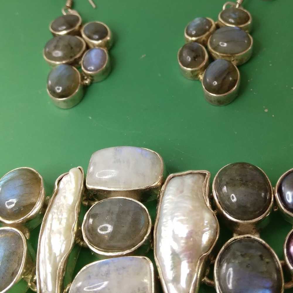 Labradorite and Pearl Jewelry Set - image 4