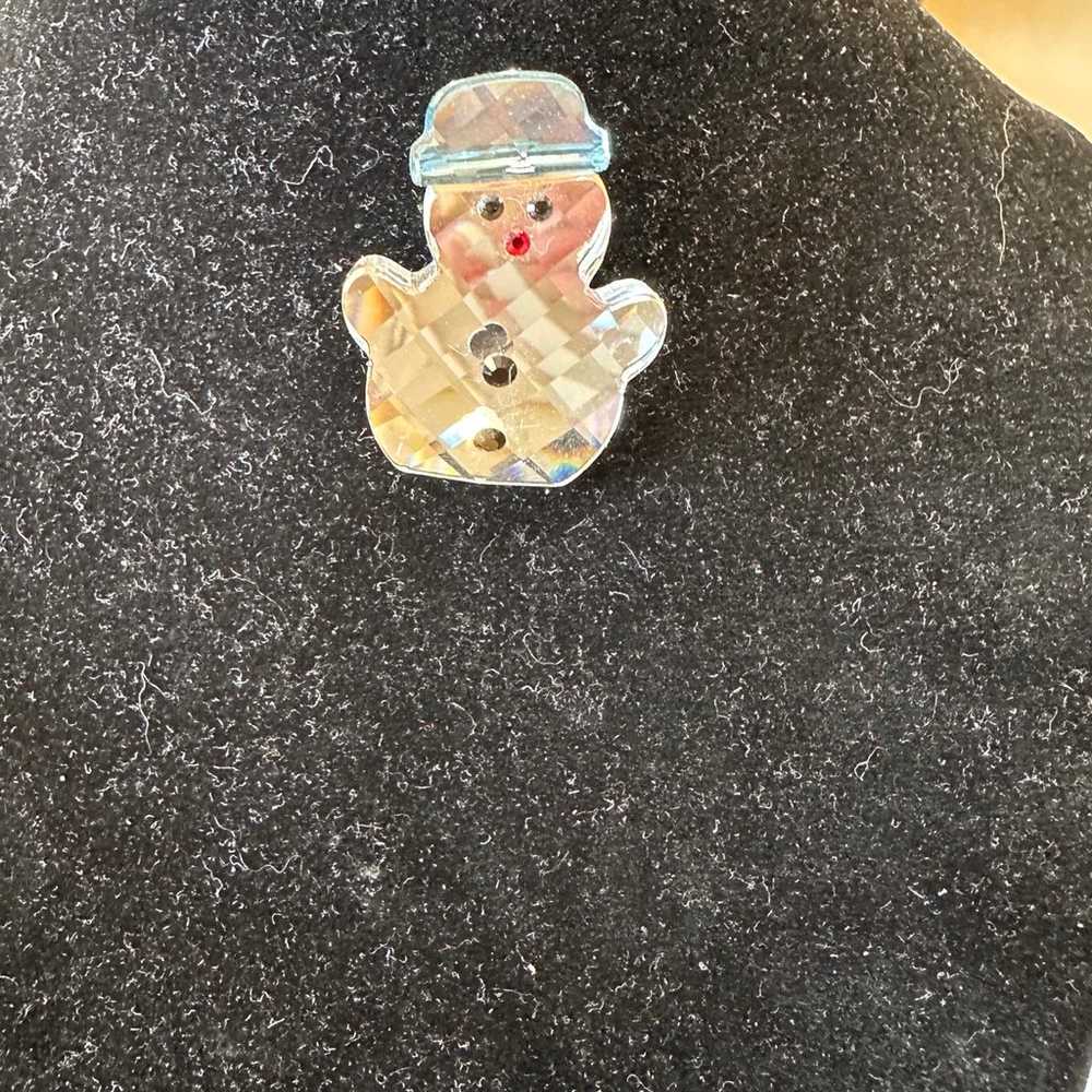 Swarovski  Simon the Snowman Christmas pin - image 1