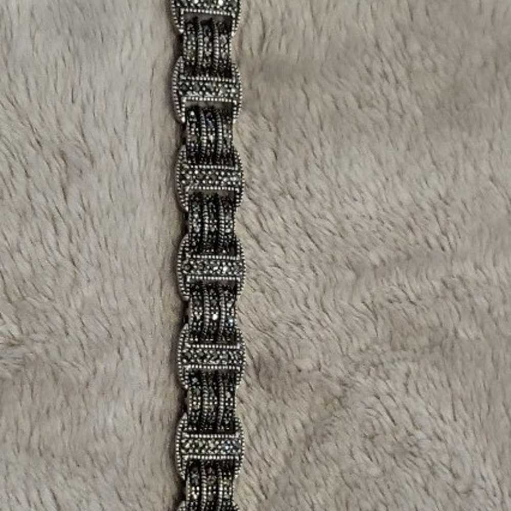 Vintage Sterling Silver Marcasite Bracelet - image 1