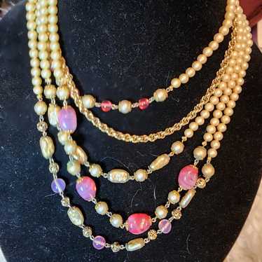 Pearl  Murano-style and Purple Beads