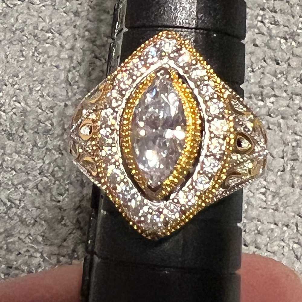 Ladies size 5 Verragio .925 silver/gold tone etch… - image 1