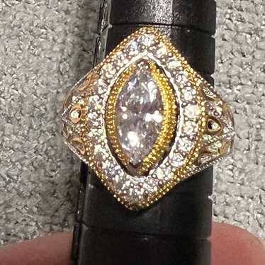 Ladies size 5 Verragio .925 silver/gold tone etch… - image 1