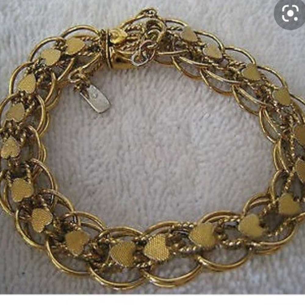 Vintage gold chain heart shape bracelet by monet … - image 1