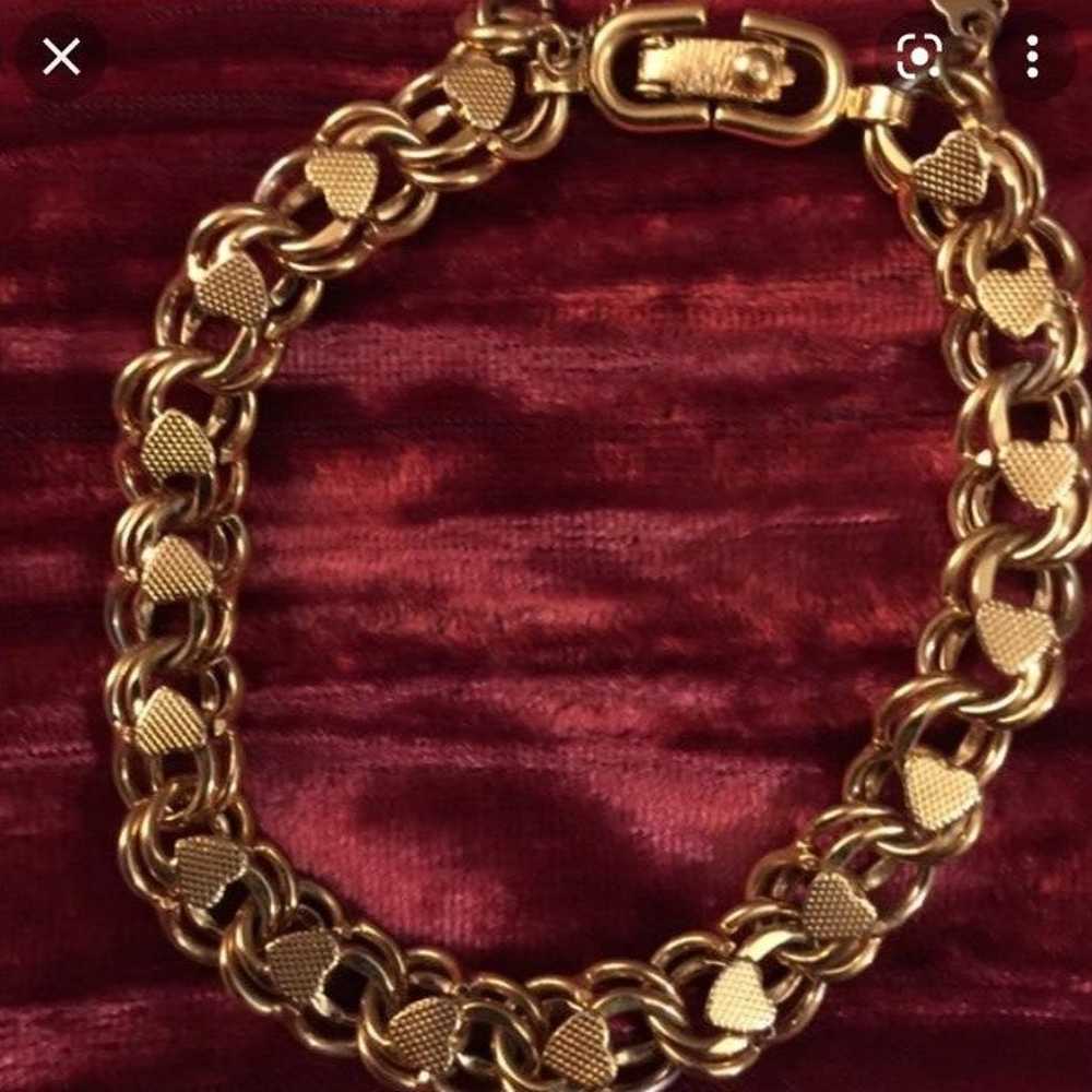 Vintage gold chain heart shape bracelet by monet … - image 2