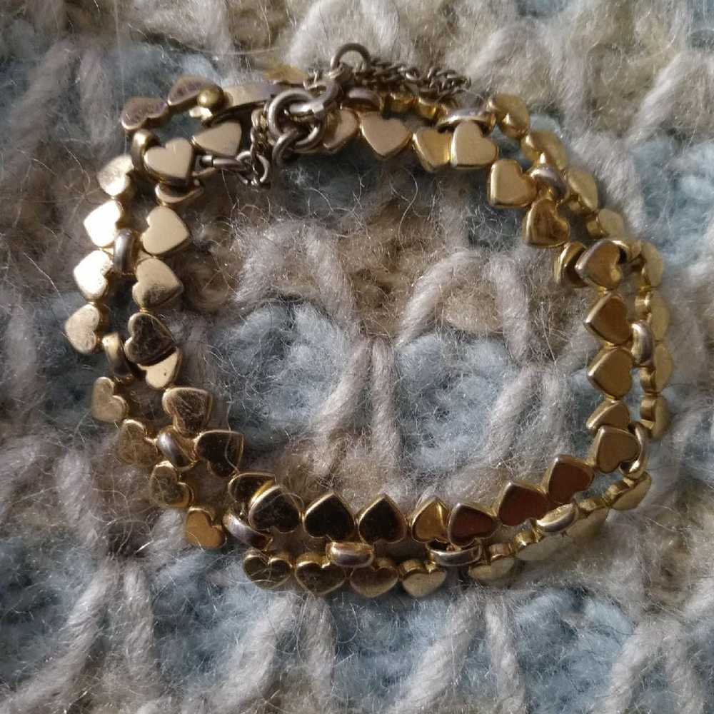 Vintage gold chain heart shape bracelet by monet … - image 3