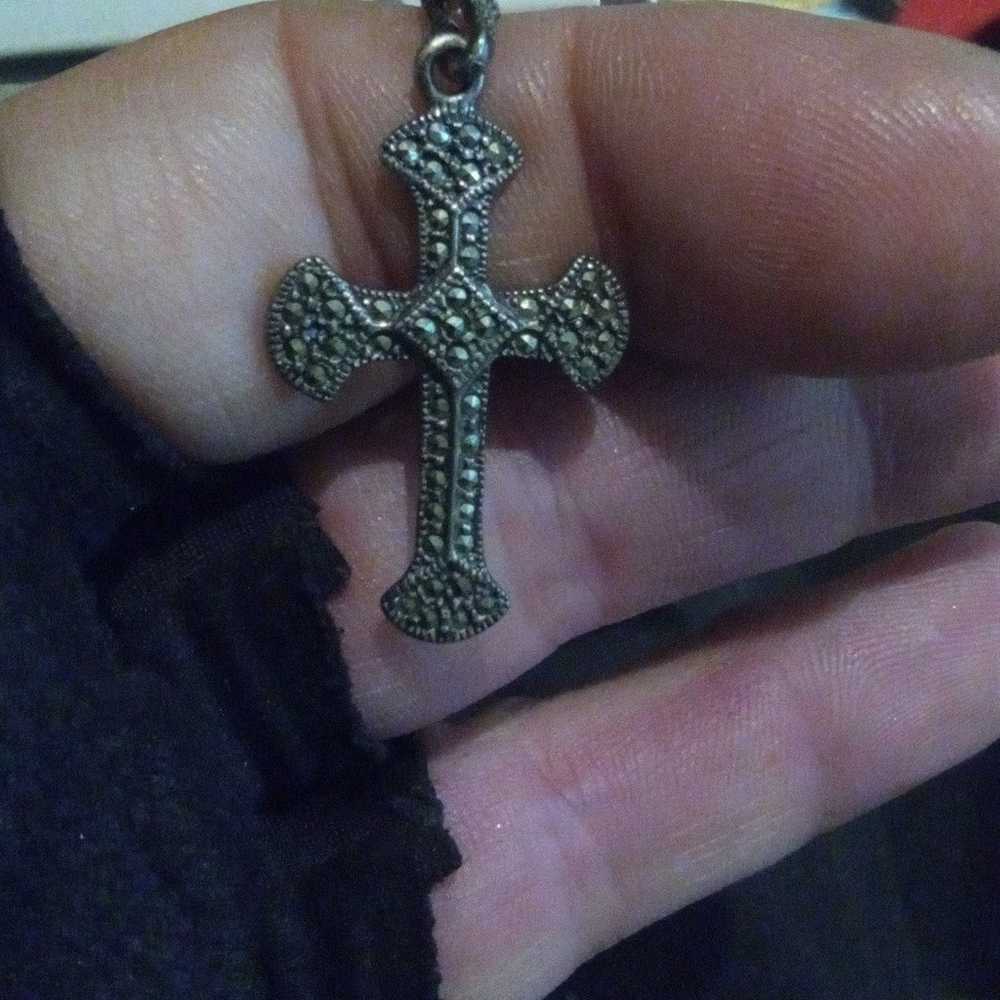 Necklace Is sterling silver cross and Chain - image 3