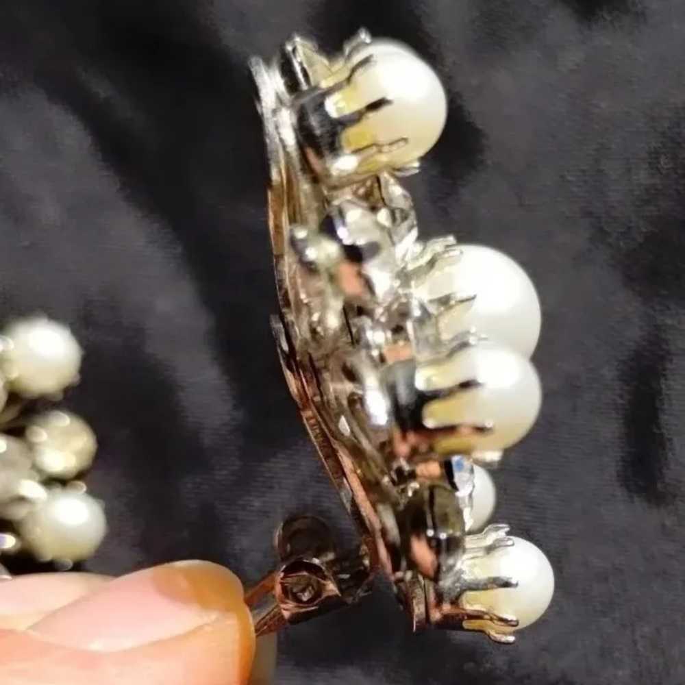 Vintage 50s  SNOWFLAKE pearl rhinestone cluster s… - image 6