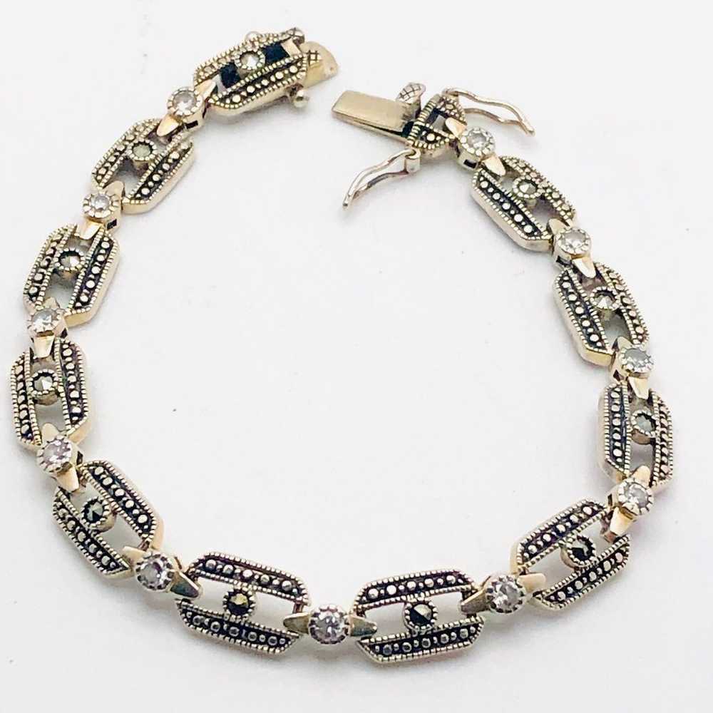 DBJ Signed Sterling Silver MarcasitecLinks Bracel… - image 3