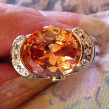 RING - 3 Ct  - PADPARADSCHA SAPPHIRE   - White To… - image 1