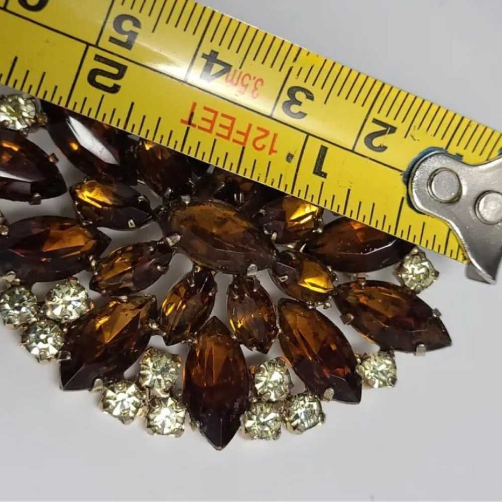 Vintage Gold Toned Amber Colored Glass And Crysta… - image 5