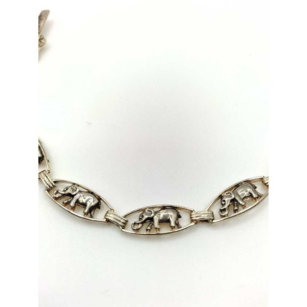 Sterling Silver Vintage Cut Out Elephant Link Bra… - image 2