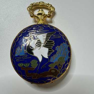 Vintage Enamel Pocket Watch with crane - image 1