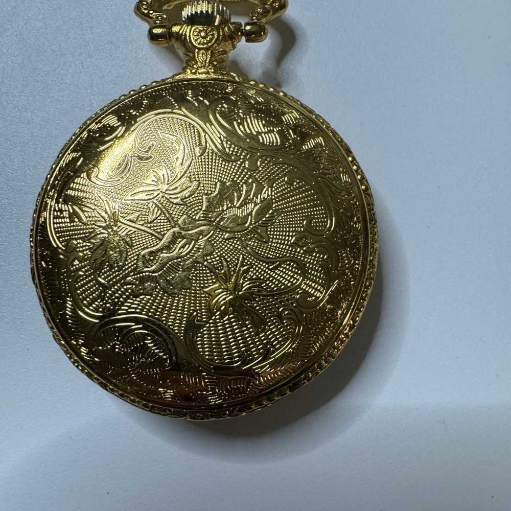 Vintage Enamel Pocket Watch with crane - image 2