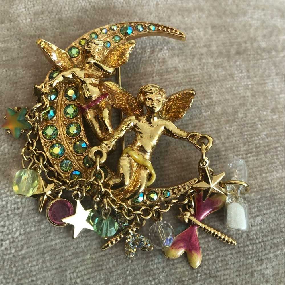 Brooch Kirks Folly Crescent Moon Angels Beautiful - image 3