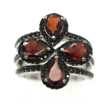 925 STERLING 3 stacking rings ruby red CZ's size … - image 1