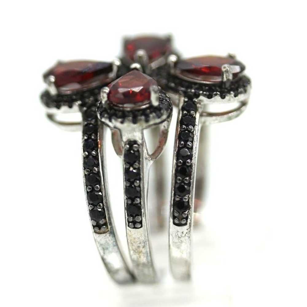 925 STERLING 3 stacking rings ruby red CZ's size … - image 2