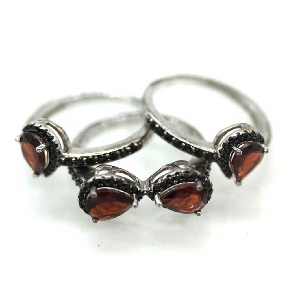 925 STERLING 3 stacking rings ruby red CZ's size … - image 4