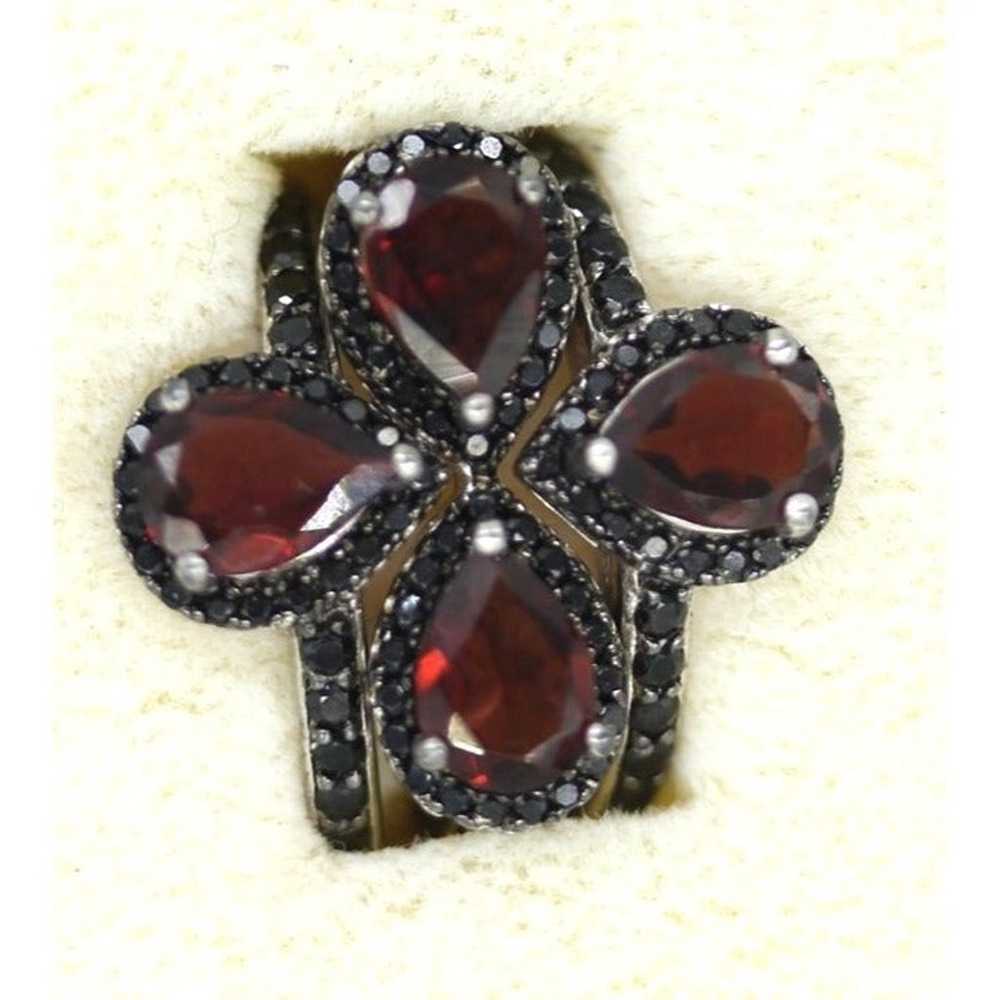 925 STERLING 3 stacking rings ruby red CZ's size … - image 8