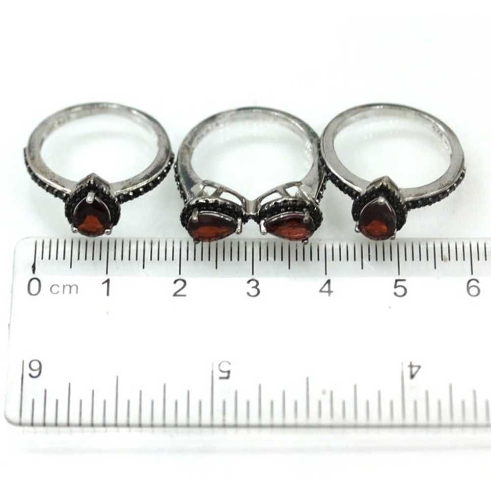 925 STERLING 3 stacking rings ruby red CZ's size … - image 9