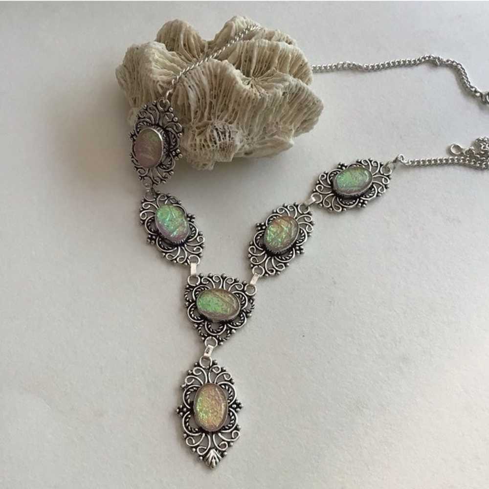 Sterling Silver Australian Triple Opal Necklace M… - image 5