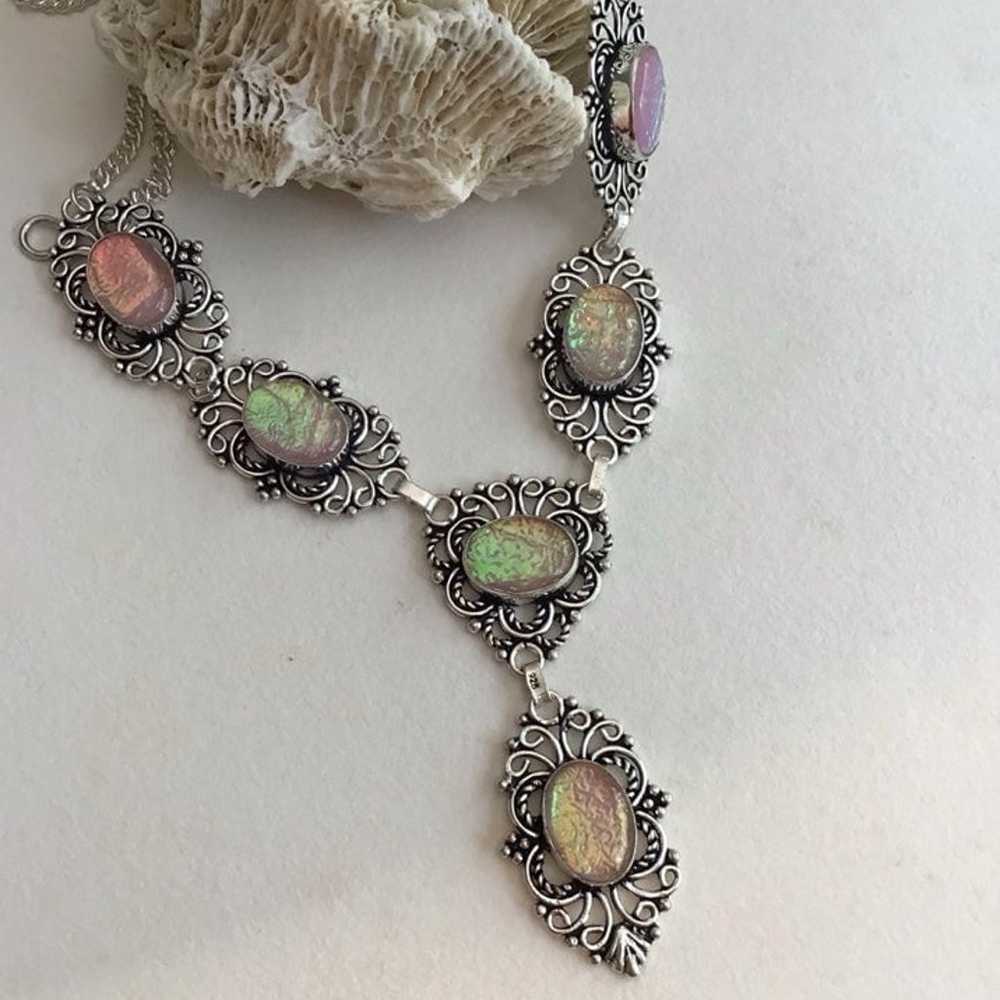 Sterling Silver Australian Triple Opal Necklace M… - image 6