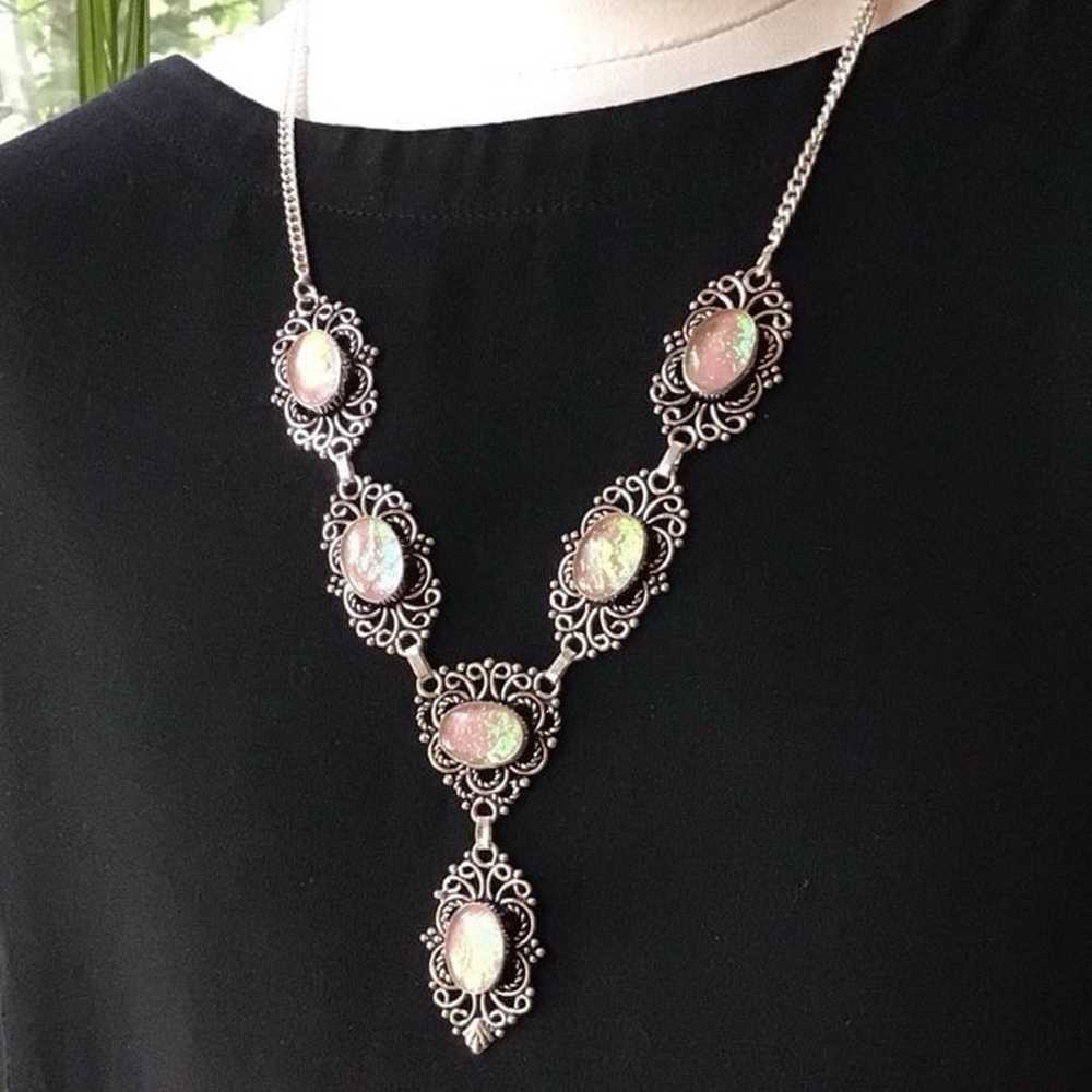 Sterling Silver Australian Triple Opal Necklace M… - image 7