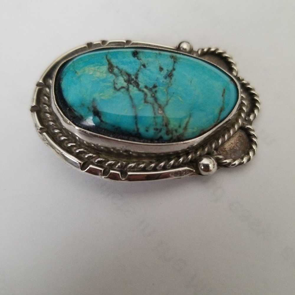 Sterling silver Vintage large TURQUOISE SILVER PE… - image 4