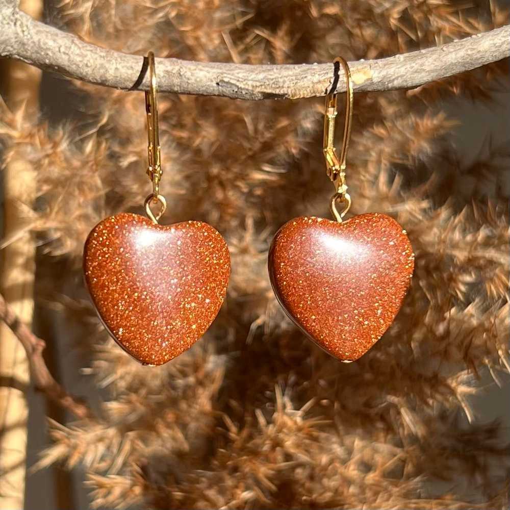 Heart Shaped Genuine High Quality Sandstone Earri… - image 1