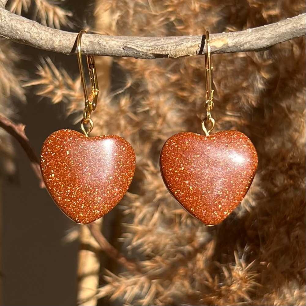 Heart Shaped Genuine High Quality Sandstone Earri… - image 2