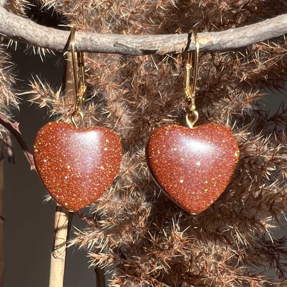 Heart Shaped Genuine High Quality Sandstone Earri… - image 3