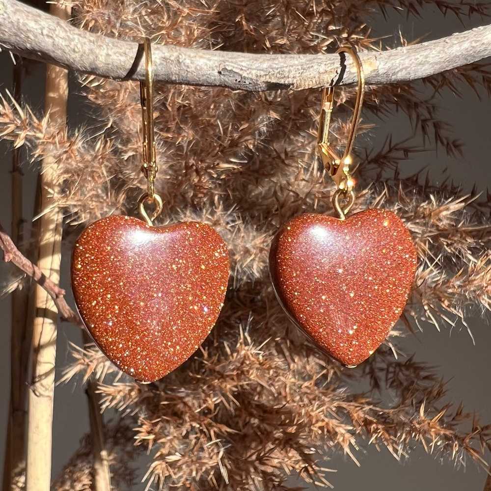 Heart Shaped Genuine High Quality Sandstone Earri… - image 4